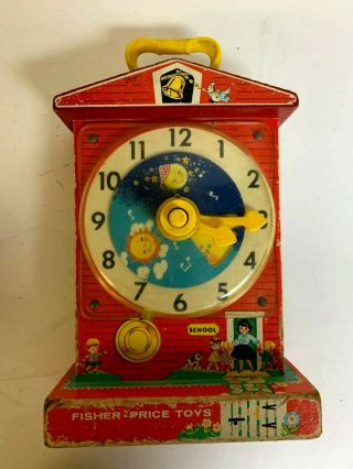 Vintage Fisher Price 1962 - 1968 Tick Tock Clock Teaching Music Box