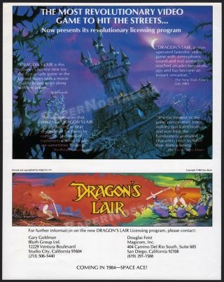 DRAGON ' S LAIR_Original 1983 Trade AD / 2 - sided Licensing promo_DON BLUTH_Dirk 3