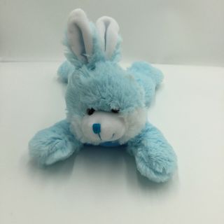 Greenbrier Blue Nose Bow Bunny Rabbit Plush Laying Down 11 " Stuffed White