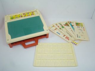 Vintage 1972 Fisher Price Toys School Days Desk 176 Magnetic Chalk Board