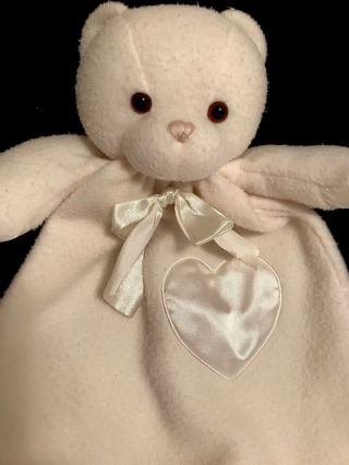 Dakin White Bernhardt Bear Lovie Character Blanket Security Satin Heart Lovey 3
