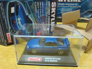 Real - X - Scale 1/72 - Nissan Skyline Gt - R Bnr34 - Blue - Mini Toy Car
