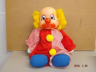 Vintage Rubber Face Clown Plush 14 " Two Faced Happy Sad 1980s