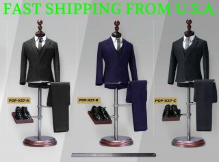 Poptoys 1/6 Classic Business Suit Black Blue Gray X27 For 12 " Male Figure ❶usa❶