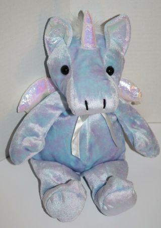 Kellytoy Unicorn Iridescent Horn Wings Purple Blue Pastel Plush Stuffed Soft Toy