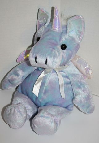 Kellytoy UNICORN Iridescent Horn Wings Purple Blue Pastel Plush Stuffed Soft Toy 3
