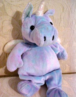 Kellytoy Unicorn Hippo Purple Plush Stuffed Glittery Iridescent Horn Wings 2