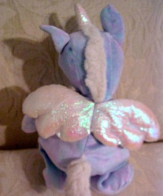 Kellytoy Unicorn Hippo Purple Plush Stuffed Glittery Iridescent Horn Wings 3