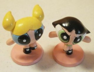Power Puff Girls - Cake Toppers - Bubbles - Buttercup - Plastic - 2 " Tall - Vintage