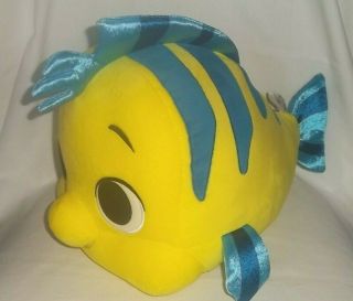 Disney 16x12 " Plush Flounder Fish Large Little Mermaid Yellow Big Stuffed Animal