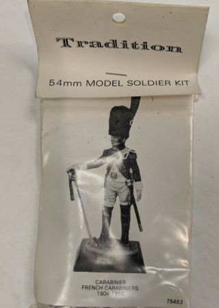 Vintage Metal 54mm Military Miniature Tradition French Carabinier 1810