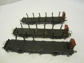 Marklin Ho Train Flat Freight Car With Stakes 3 Pc Vintage