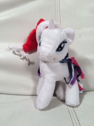 My Little Pony Christmas Plush Rarity With Santa Hat