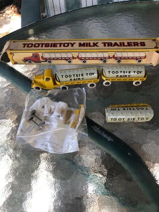 Vintage Tootsie Toy Dairy Mack Milk Truck And Trailers