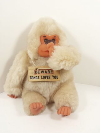 Vintage 1977 Russ Gorilla Monkey Beware Gonga Loves You Thumb Sucking Plush 8”