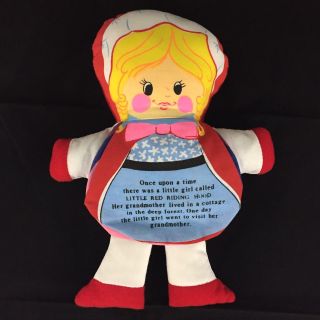 Vtg 1977 Dan Dee Plush Storybook Doll Little Red Riding Hood Flip Cloth Page