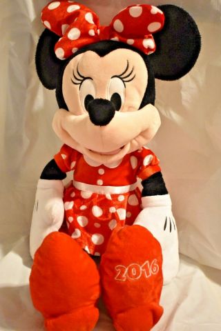 Large 24 " 2016 Disney Minnie Mouse Plush Stuffed Animal Toy Polka Dot Dress Euc