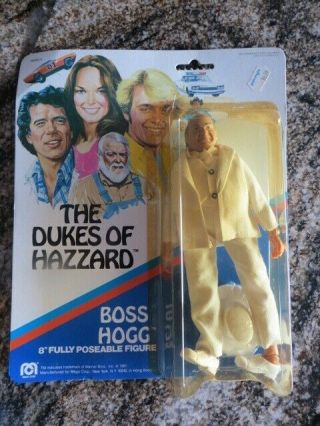 T - 2 1981 8 " Boss Hogg Dukes Of Hazzard Action Figure Punched Card