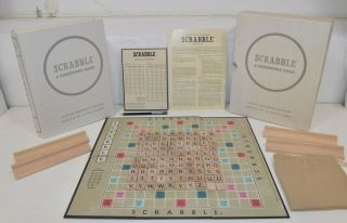 Scrabble Vintage Bookshelf Edition Collectible Deluxe Linen Book Complete