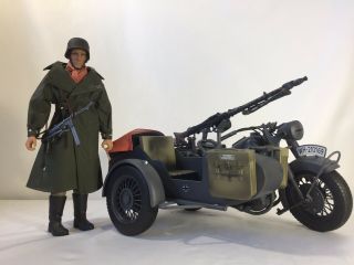 Ultimate Soldier German Motorcycle W/ Sidecar &12 " Wwii Figure 21st Century Toys