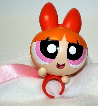 Mcdonalds Happy Meal Toy Power Puff Girls Blossom Ring W/ Pink Ribbon 4 " X 3 "