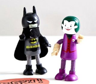 Pottery Barn Kids Batman & Joker Wood Figurine Set