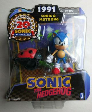 Sonic The Hedgehog 20th Anniversary Sonic & Moto Bug Action Figure Sega Jazwares