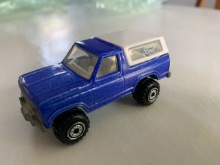 Vintage 1980 Hot Wheels Blue Ford Bronco With Motorcycle 1:64 Loose