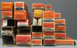 Lionel O Gauge Postwar Freight Car Empty Boxes: 3424,  3434,  9779,  9748,  2454,  64 2