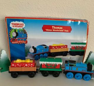 Euc 2002 Thomas & Friends Wooden Railway Winter Wonderland Train Set W Box
