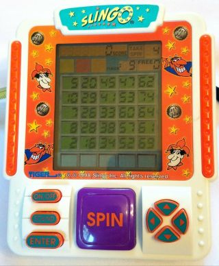 Vintage Slingo Tiger Handheld Electronic Game 1998 Slots Bingo Combo