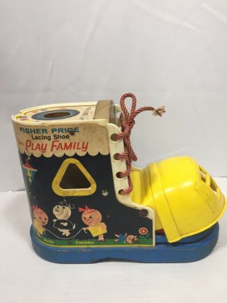 Vintage 1965 Fisher Price Lacing Shoe Play Family 136 Little People
