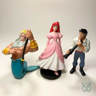 Disney The Little Mermaid Ariel Prince Eric King Triton Figure Set | 3 Items