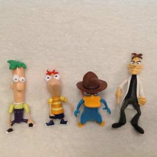 Phineas & Ferb Figures Set Of 4 Perry W Hat,  Dr Doofenshmirtz Phineas Ferb 3” - 4”