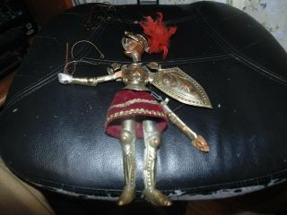 Vintage Sicilian Rod String Marionette Puppet Knight Rose On Shield