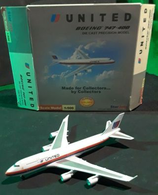 United Boeing 747 - 400 Starjets 1:500 Scale Die Cast Precision Model Airplane