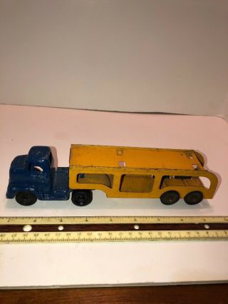 Vintage Tootsietoy Red Semi Truck Car Hauler Yellow Trailer