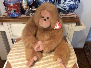 Vintage 1994 Ty Monkey Mango Brown Tan Ape Stuffed Animal Plush Toy - 20 "