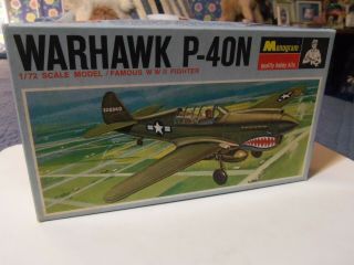 Vintage Monogram Warhawk P - 40n Fighter.  Unbuilt Kit W.  Box.  1/72 Scale.