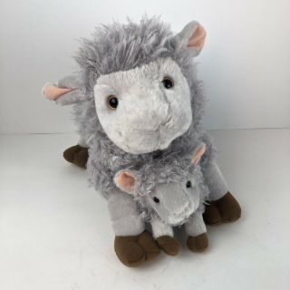 Kohls Cares For Kids Gray Mother & Baby Lamb Sheep Plush Animal Toy Euc