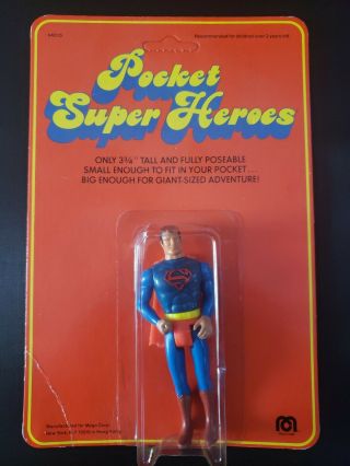 Vintage Mego 3.  75 " Superman Dc Comics Pocket Heroes 1979 Carded Unpunched