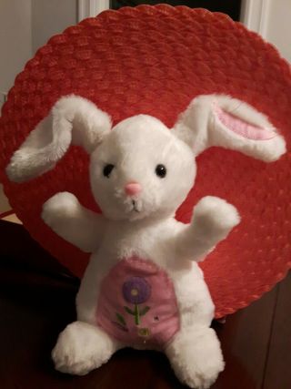 Dan Dee Collectors Choice Plush Easter Bunny Rabbit White Pink Embroidered 12 "