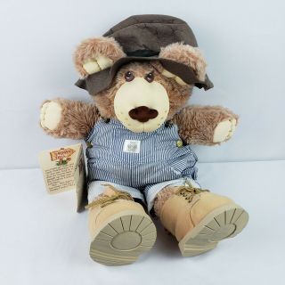 Vintage Furskins Teddy Bear Plush Stuffed Animal Xavier Roberts 22 " Overalls