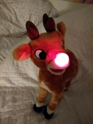 15 " Vintage Gemmy Rudolph The Red Nosed Reindeer Talking Singing Animated Plush