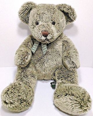 Russ Berrie Bears From The Past Ashley Teddy 15 " Shaggy Plush Gingham Bow W/tags