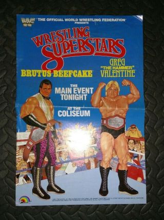 Vintage Ljn Wwf Wwe Official Wrestling Poster Brutus Beefcake & Greg Valentine