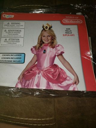 Princess Peach Small,  4 - 6x World Of Nintendo Costume