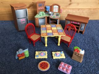 Fisher Price Loving Family Dollhouse Furniture Kitchen Dining Room Table Chairs