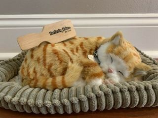 Perfect Petzzz Orange Tabby Cat Realistic " Breathing " Sleeping Kitty Pet