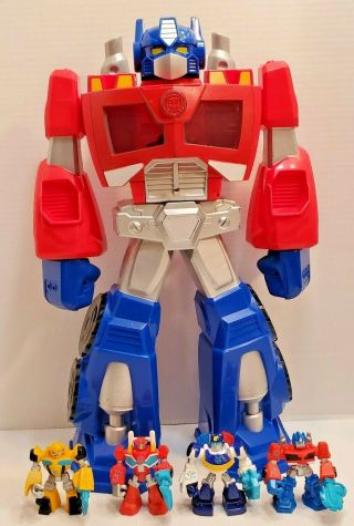 22 " Playskool Heroes Transformers Optimus Prime With 4 Rescue Bots Figures